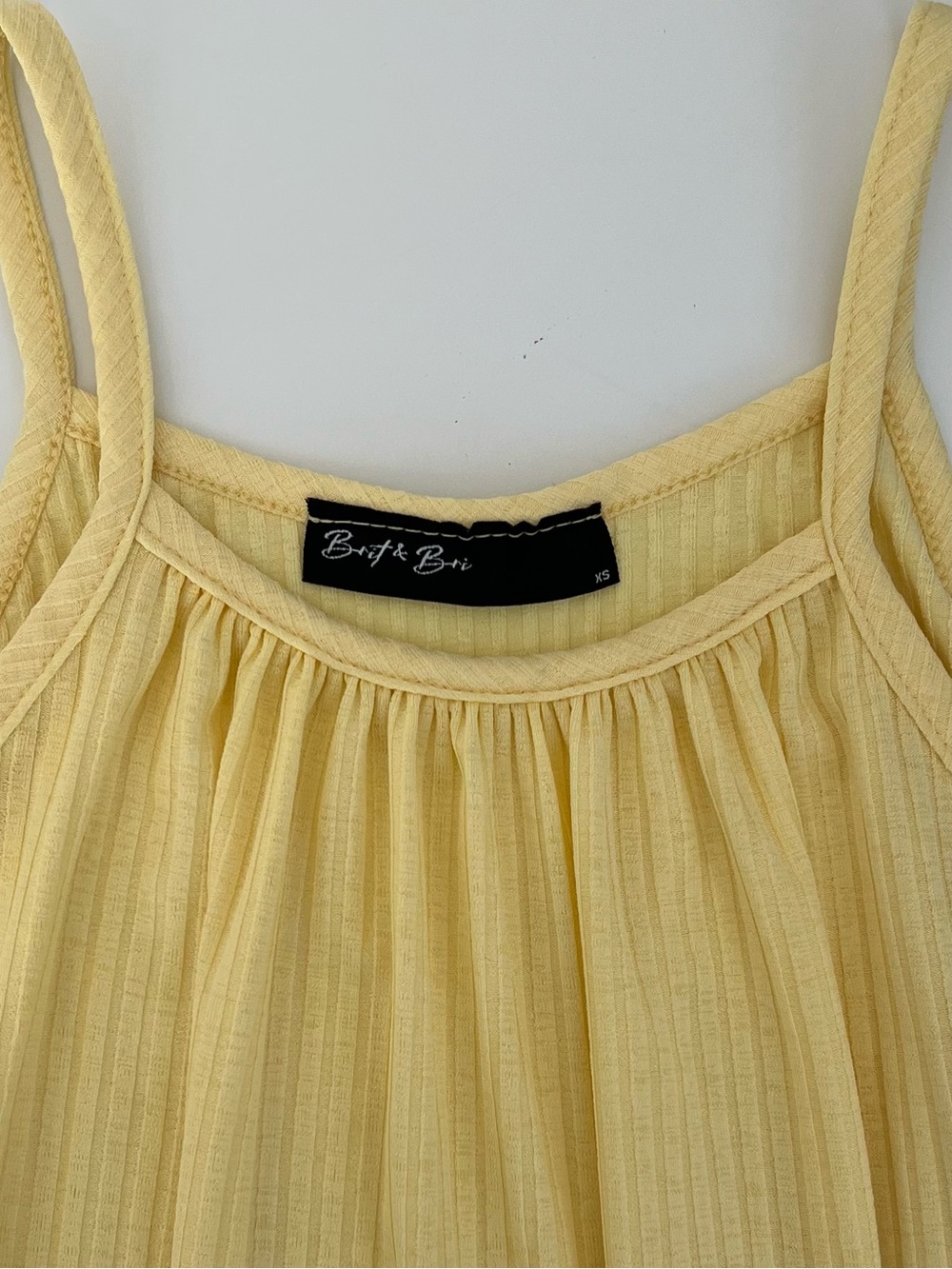 Yellow Ribbed Spaghetti-Strap Tank Top - Picture 3 of 3